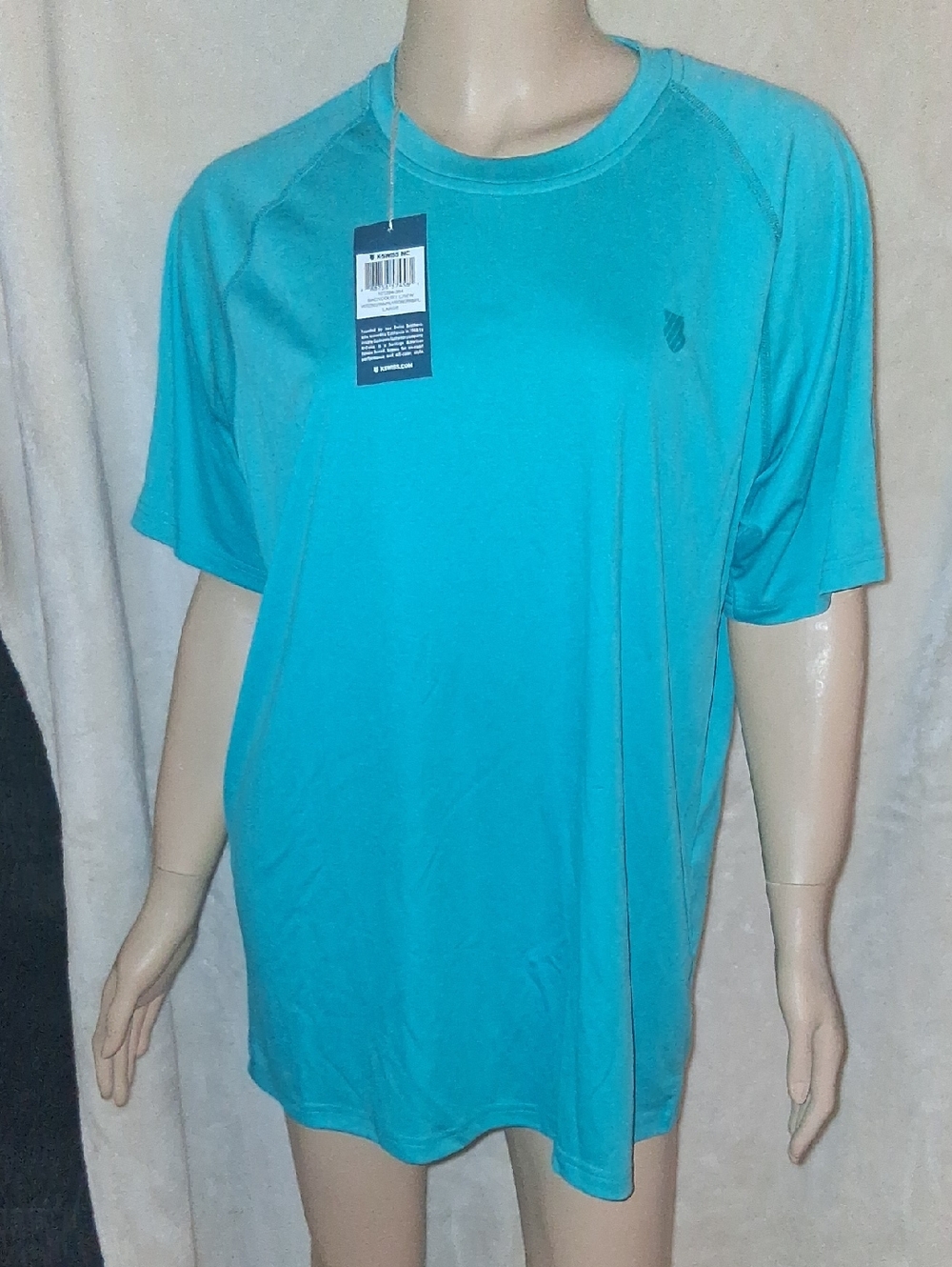 K-Swiss Teal Short-Sleeve Crew Performance Tee